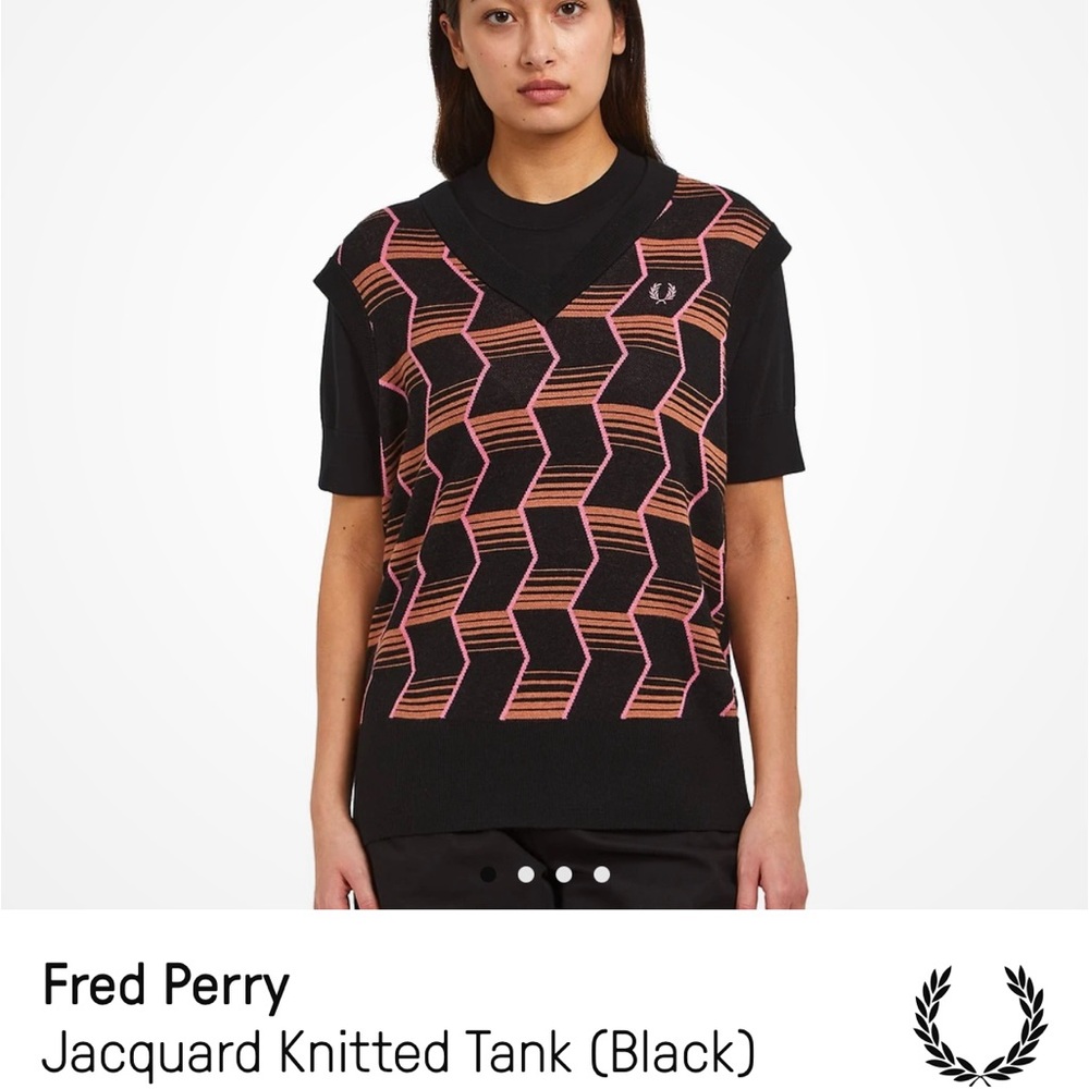 Fred Perry Black and Pink Striped Knit Top